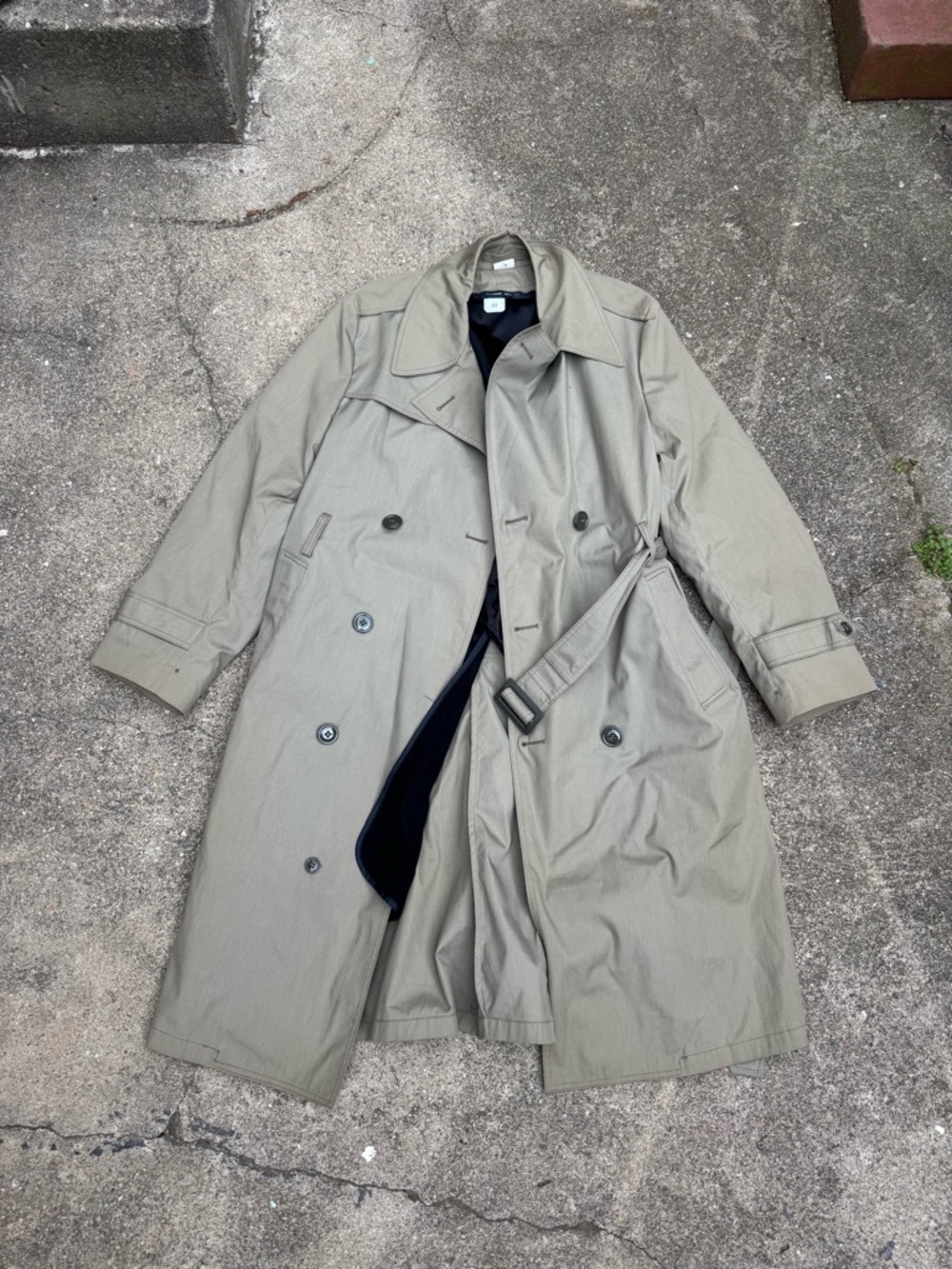 Vintage US Army All Weather Coat Trench Khaki Military 40R